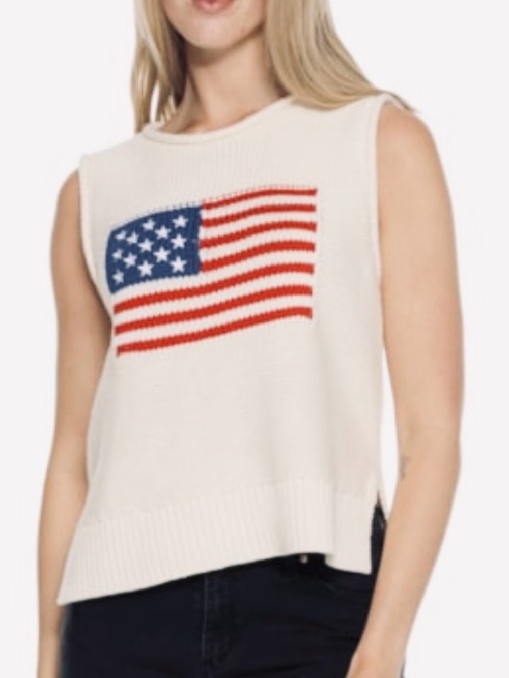 NWT Lucky Brand American Flag Knit Sweater Vest